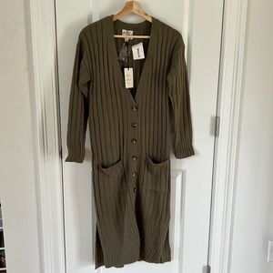 Long olive green sweater